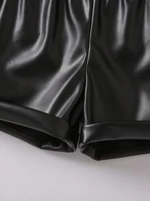 SHEIN Cô Gái Trẻ Viền Ruffle tay áo lá sen Áo & Nếp gấp cao eo Quần short - Đen và trắng - Xem 6