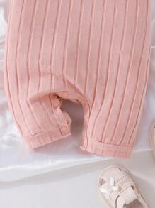 Đứa bé gái Chất rắn Đồ đan Ribbed Áo liền thân - Hồng - Xem 5