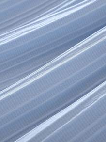 Đầm Gái Thắt lưng Tương phản ren Xù màu trơn Dễ thương - Màu xanh nhạt - Xem 5