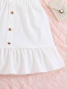 Sparklyn Tween Girl Ruffle Trim Top & Skirt