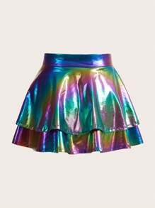 ROMWE PUNK Váy nữ Viên lá sen phân lớp Dây kéo Ombre Buổi tiệc - Nhiều màu - Xem 2