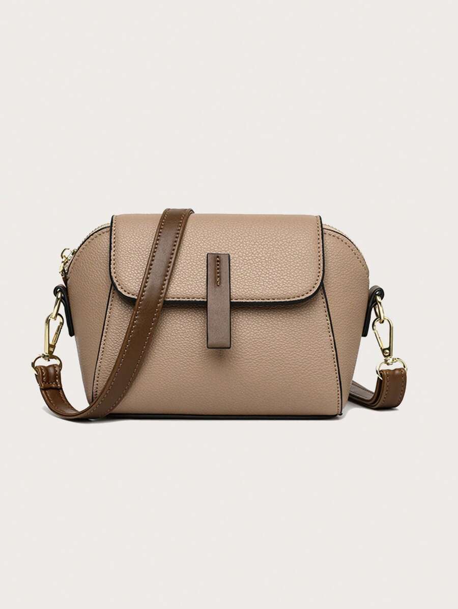 Yogodlns Túi đeo vai hình vỏ sò nhỏ cho nữ Túi đeo chéo có nắp - Màu Khaki - Xem 1