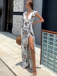 Missord Đầm Thắt lưng Xù Trọn gói Tách cao Hoa Tất cả trên in Boho - Nhiều màu - Xem 5
