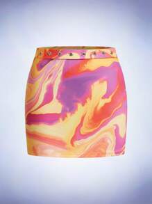 SHEIN ICON Váy nữ Thùa khuyết Tất cả trên in Gợi cảm - Nhiều màu - Xem 1