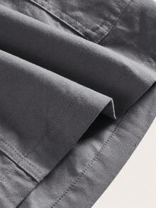 SHEIN EZwear Váy nữ Dây kéo Túi màu trơn Giải trí - Màu xám đen - Xem 4