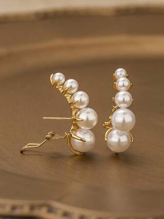 2入組/套人造珍珠裝飾耳釘