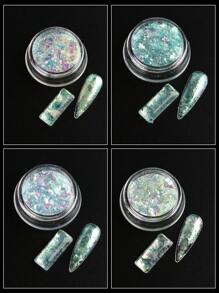 蛋白石绿色指甲片，4 盒彩虹色冰渣指甲闪光亮片夏季美甲，身体/面部装饰