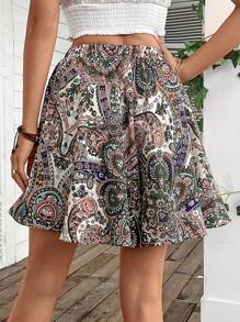 SHEIN LUNE Quần đùi nữ Paisley Boho - Nhiều màu - Xem 2