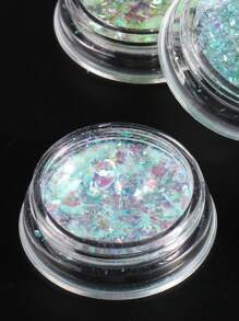 蛋白石绿色指甲片，4 盒彩虹色冰渣指甲闪光亮片夏季美甲，身体/面部装饰