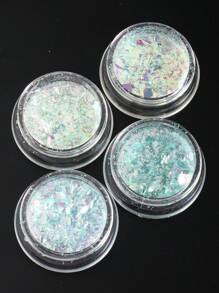 蛋白石绿色指甲片，4 盒彩虹色冰渣指甲闪光亮片夏季美甲，身体/面部装饰