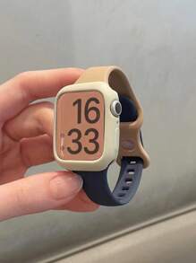 2入組女士男士軟矽膠運動錶帶淺褐色灰色藍色防水腕帶和1入組淺褐色矽膠保護套,適用於Apple Watch帶38mm/40mm/41mm/42mm/44mm/45mm,適用於Apple Watch系列SE/8/7/6/5/4/3/2/1 - 彩色 - 查看 1