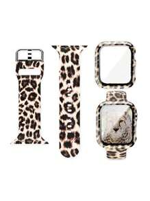 1 dây đeo đồng hồ họa tiết da báo & 1 miếng bảo vệ màn hình tương thích với Apple Watch - Nhiều màu - Xem 1