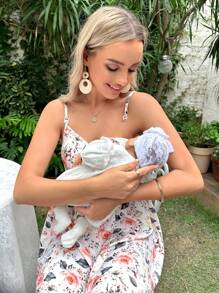 SHEIN Maternity 1pc Nursing Floral Print Ruched Detail Cami Dress - Multicolor - View 4