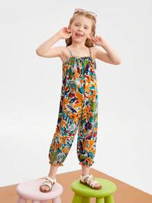 SHEIN Toddler Girls Allover Print Cami Jumpsuit - Multicolor - View 3