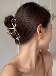 DAZY Women Faux Pearl Decor Bow Design Fashionable Hair Claw For Hair Decoration Elegant Valentines Claw Clips Hair Clips Hair Jaw Clip Hair Clamps Hair Clutch Hair Catcher Clip