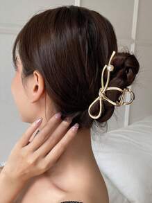 DAZY Women Faux Pearl Decor Bow Design Fashionable Hair Claw For Hair Decoration Elegant Valentines Claw Clips Hair Clips Hair Jaw Clip Hair Clamps Hair Clutch Hair Catcher Clip