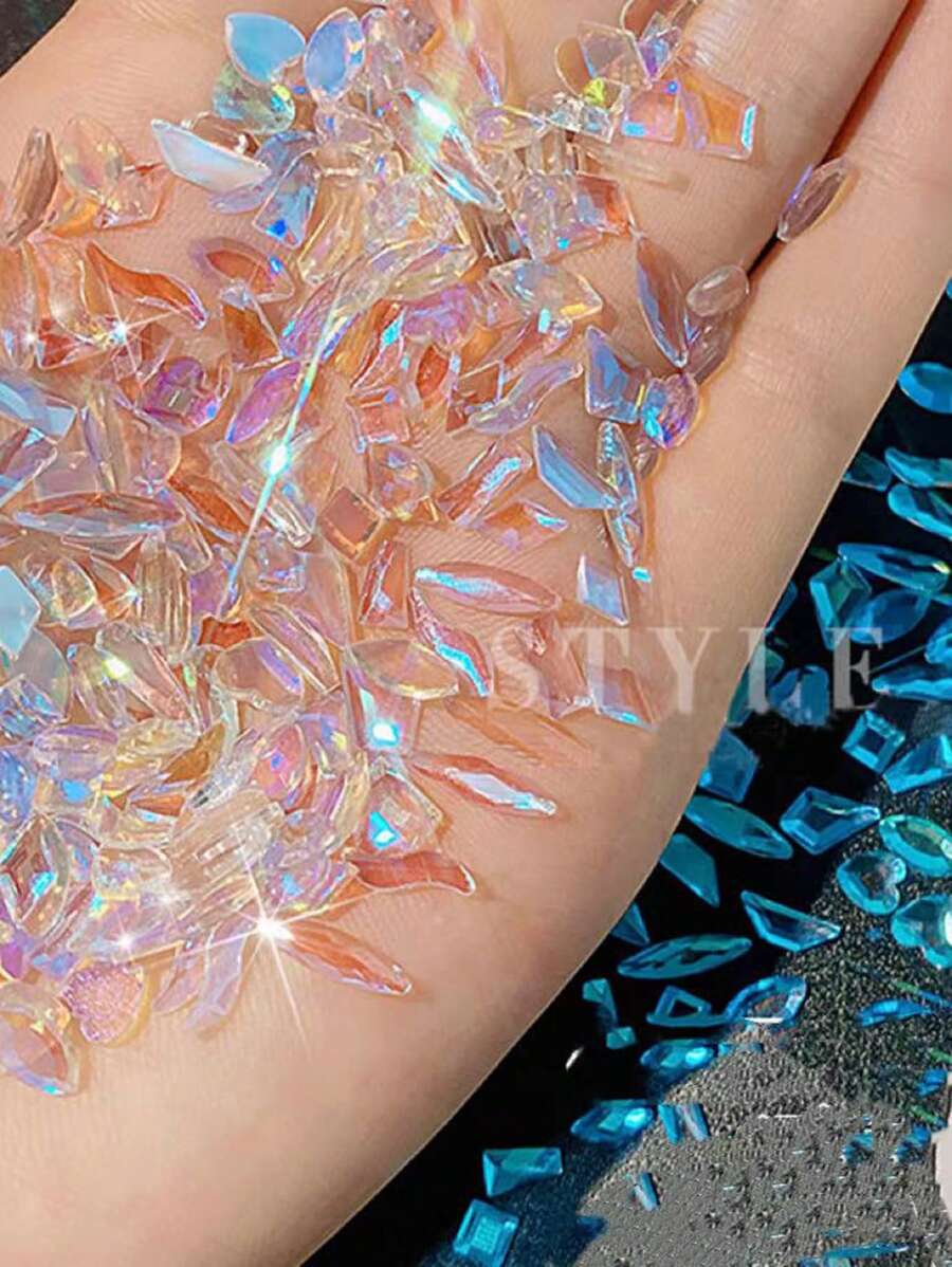 50 件裝樹脂材質溫馨童話風格混合形狀水鑽美甲裝飾 - 彩色 - 查看 1