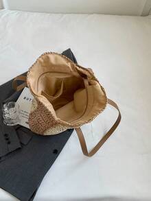 Bolsa de mimbre de gran capacidad con abertura papel vacación - Verde - Ver 4