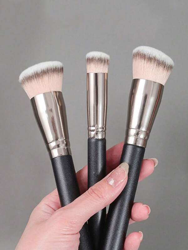3/Pack Black Concealer & Foundation Brush Pen, Traceless & Powder-Free Makeup Brush And Blender Sponge, Essential For Travel Beginners