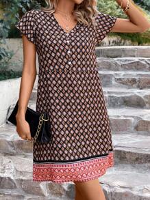 EMERY ROSE Đầm Nút phía trước Hình học Bộ lạc Boho - Nhiều màu - Xem 4