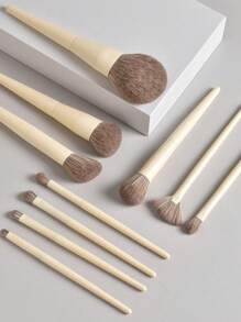 10 Pcs Makeup Brush Set Eyeshadow Brush Powder Brush Concealer Brush Complete Brush Makeup Tools,Brush Set,Makeup Brush Kit,Make Up Brush Set,Make Up Set Complete,Makeup Brush Set,Complete Makeup Kit,Brush Kit,Brushes Makeup Set,Makeup Gift Set - Beige - View 3
