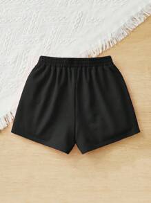 SHEIN 女孩卡通和字母圖案運動短褲