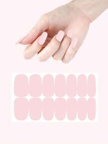 薄粉色指甲貼紙，1張純色指甲油貼紙＆1入組指甲修整文件，女士美甲套裝，DIY指甲貼紙