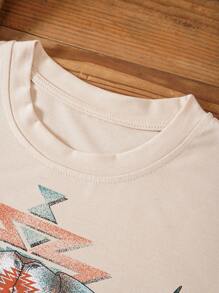 SHEIN LUNE Camiseta ganado con estampado - Albaricoque - Ver 3