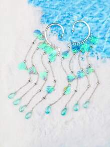 ROMWE Fairycore 1雙魅力四射鋅合金裝飾耳夾適合女士適合派對 - 淺藍色 - 查看 2