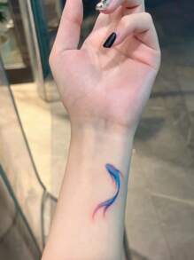 Temporary Tattoo Sticker Colorful Koi 1 Piece - Multicolor - View 1