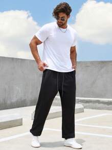 Manfinity Homme Quần Nam Dây kéo Túi màu trơn Giải trí - màu đen - Xem 4