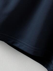 Aesthetic Post 男士字母圖案雙色落肩T恤 - 藏蓝色 - 查看 3