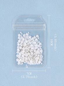 3D 花朵设计美甲装饰，1 件装镶嵌珠子花卉美甲饰品美甲配件 - 白色 - 查看 4