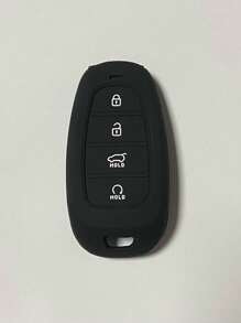 矽膠汽車鑰匙包兼容現代途勝，鑰匙扣保護套 - 黑色 - 查看 1