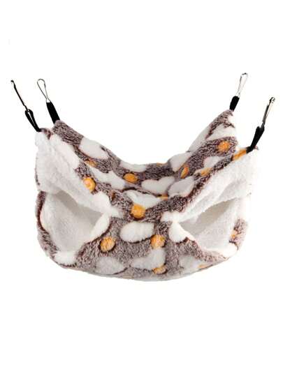 1pc Heart Pattern Pet Hammock, Coffee Brown Soft Double Layer Sleeping Bag For Household