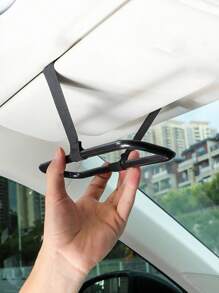 1pc Black Abs Car Tissue Box Holder Clip-on Style, Sun Visor Napkin Holder Frame - Black - View 4