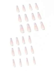 24pcs Coffin Fire Print Fake Nail - Multicolor - View 2