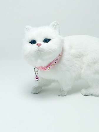 1pc Bell Decor Pet Collar, Pink Cute Bone Print Pet Collar For Pet