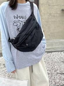 Túi đeo ngực vải Canvas cổ điển Túi đeo vai thường ngày Unisex Túi đeo chéo dung tích lớn Túi đeo chéo đa năng thường ngày Thích hợp cho phong cách giải trí hàng ngày Túi bền cổ điển - màu đen - Xem 3