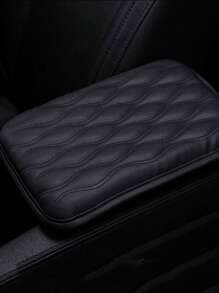 幾何浮雕PU皮革汽車扶手墊 - 黑色 - 查看 1
