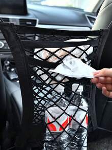 1pc Car Seat Gap Storage Net - Black - View 2