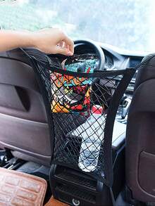 1pc Car Seat Gap Storage Net - Black - View 5