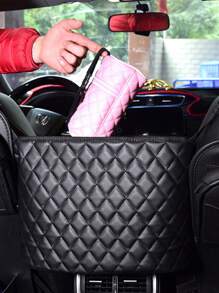 1pc Black Pu Car Seat Organizer Pocket For Middle Console, Car Interior Accessories - Black - View 1