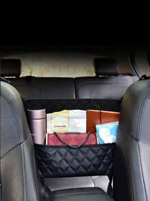 1pc Black Pu Car Seat Organizer Pocket For Middle Console, Car Interior Accessories - Black - View 2