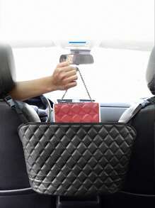 1pc Black Pu Car Seat Organizer Pocket For Middle Console, Car Interior Accessories - Black - View 3