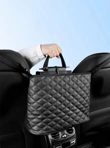 1pc Black Pu Car Seat Organizer Pocket For Middle Console, Car Interior Accessories - Black - View 4