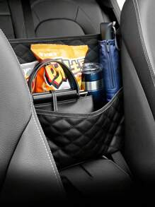 1pc Black Pu Car Seat Organizer Pocket For Middle Console, Car Interior Accessories - Black - View 5