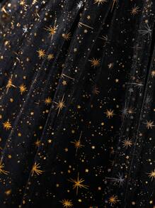 SHEIN 青少年女孩星形網眼收集胸部背心裙 - 黑色 - 查看 4