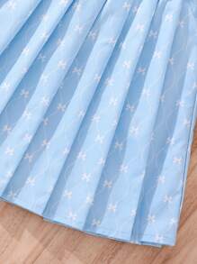 Bộ hai mảnh Gái Nơ Bướm Nếp gấp Phần Ngực Khối Màu Đồ họa Dễ thương - Xanh và trắng - Xem 3