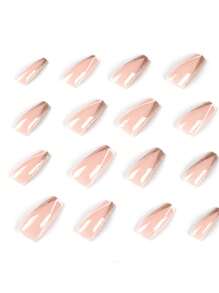 使用 24入組套 Groovy 閃光 V 形法式尖頭口音長棺材閃光全覆蓋假指甲套裝提升您的風格 - 彩色 - 查看 1